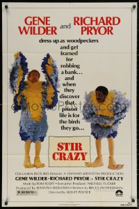 7p0900 STIR CRAZY 1sh 1980 Gene Wilder & Richard Pryor in chicken suits, directed by Sidney Poitier!