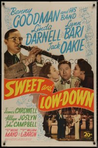 7p0912 SWEET & LOW-DOWN 1sh 1944 Benny Goodman playing clarinet, Linda Darnell, Lynn Bari, Jack Oakie