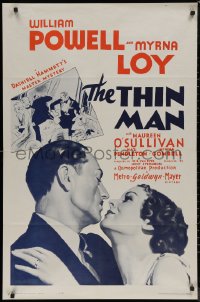 7p0932 THIN MAN 1sh R1962 William Powell, Myrna Loy, W.S. Van Dyke directed classic!
