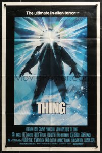 7p0933 THING 1sh 1982 John Carpenter classic sci-fi horror, Drew Struzan, regular credit design!