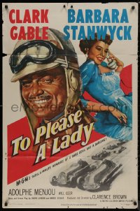 7p0943 TO PLEASE A LADY 1sh 1950 art of race car driver Clark Gable & sexy Barbara Stanwyck!