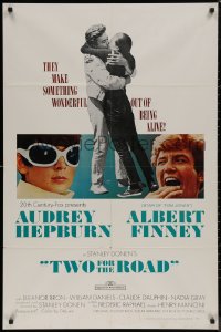 7p0958 TWO FOR THE ROAD 1sh 1967 Audrey Hepburn & Albert Finney embrace, directed by Stanley Donen!