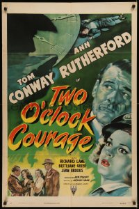 7p0960 TWO O'CLOCK COURAGE 1sh 1944 Anthony Mann film noir, art of Conway & Ann Rutherford!