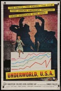 7p0966 UNDERWORLD, U.S.A. 1sh 1960 Samuel Fuller, labor rackets, gambling, vice, narcotics!