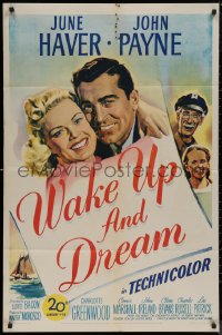 7p0979 WAKE UP & DREAM 1sh 1946 great close up smiling art portraits of June Haver & John Payne!