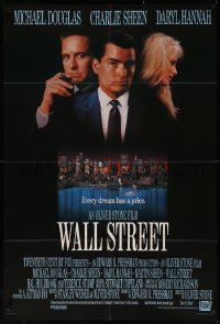 7p0981 WALL STREET int'l 1sh 1987 Michael Douglas, Charlie Sheen, Daryl Hannah, Oliver Stone!