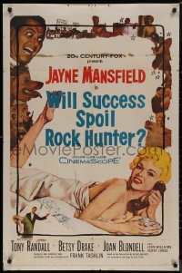 7p1003 WILL SUCCESS SPOIL ROCK HUNTER 1sh 1957 art of sexy Jayne Mansfield wearing only a sheet!