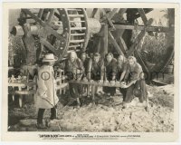 7r0096 CAPTAIN BLOOD 8x10 still 1935 Errol Flynn & other prisoners pushing giant wooden water wheel!