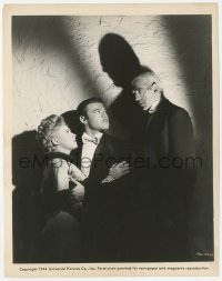 7r0127 CLIMAX 8x10 still 1944 creepy Boris Karloff threatening Turhan Bey & Susanna Foster!
