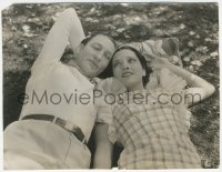 7r0168 DR. MONICA 7.25x9.5 still 1934 romantic c/u of Kay Francis & Warren William laying outdoors!