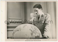 7r0226 GREAT DICTATOR 8x11 key book still 1940 Charlie Chaplin as dictator contemplating globe!