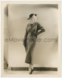 7r0285 JEAN HARLOW 8x10.25 still 1930s full-length portrait modeling a great dress & hat!