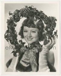 7r0384 MYRNA LOY deluxe 8x10 still 1930s smiling portrait with Christmas wreath by Russell Ball!