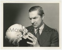 7r0411 PHANTOM CREEPS chapter 14 8.25x10 still 1939 c/u of Bela Lugosi as Dr. Zorka holding skull!
