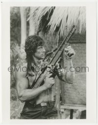 7r0426 RAMBO FIRST BLOOD PART II 8x10 still 1985 best close up of Sylvester Stallone with big gun!
