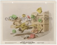 7r0003 SNOW WHITE & THE SEVEN DWARFS color-glos 8x10.25 still 1937 Dopey tangled up in pots & pans!