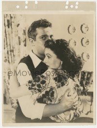 7r0492 STRANGER 8x11 key book still 1946 great close up of Orson Welles holding Loretta Young!