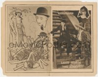 7r0847 AGENT LC 1922 art of timid Larry Semon & pretty girl + photo held at gunpoint, very rare!
