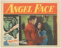 7r0863 ANGEL FACE LC #5 1953 best image of Robert Mitchum & pretty heiress Jean Simmons!