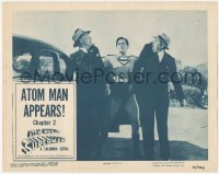 7r0869 ATOM MAN VS SUPERMAN chap 2 LC 1950 Kirk Alyn in costume catching bad guys, Atom Man Appears!
