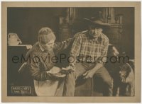 7r0885 BARE FISTS LC 1919 Harry Carey handing gun to old woman in early John Ford western, rare!