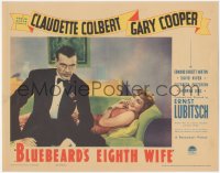 7r0918 BLUEBEARD'S EIGHTH WIFE LC 1938 Claudette Colbert laughing at Gary Cooper, Ernst Lubitsch!