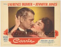7r0959 CARRIE LC #7 1952 romantic close up of Laurence Olivier & Jennifer Jones, William Wyler
