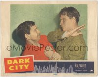 7r1009 DARK CITY LC #1 1950 close up of Charlton Heston in his first movie attacking Jack Webb!