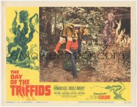7r1010 DAY OF THE TRIFFIDS LC #5 1962 sea captain Howard Keel carrying man as monster watches!