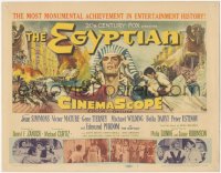 7r0675 EGYPTIAN TC 1954 artwork of Jean Simmons, Victor Mature & Gene Tierney in ancient Egypt!