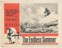 7r1054 ENDLESS SUMMER LC 1965 Bruce Brown, Mike Hynson on surfboard by Robert August paddling!
