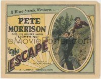 7r0676 ESCAPE TC 1926 c/u of cowboy Pete Morrison rescuing man falling from cliffs, ultra rare!