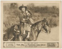 7r1071 FIGHTING FOR GOLD LC 1919 Tom Mix embracing Teddy Sampson as they sit on his horse, rare!