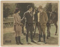 7r1075 FIGHTING THROUGH LC 1919 E.K. Lincoln & pretty Millicent Fisher stare at man by horses, rare!