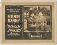 7r0706 HANGIN' AROUND TC 1923 great close up of Monty Banks flirting with Ena Gregory, ultra rare!