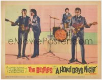 7r0610 HARD DAY'S NIGHT LC #1 1964 great image of The Beatles performing, best lobby card of them!
