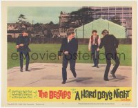 7r0611 HARD DAY'S NIGHT LC #2 1964 great image of all four Beatles clowning around outdoors!