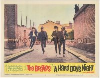 7r0615 HARD DAY'S NIGHT LC #6 1964 great image of all four Beatles running down the street!