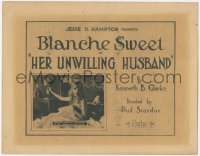 7r0710 HER UNWILLING HUSBAND TC 1920 Blanche Sweet in bed about to turn off the light, ultra rare!