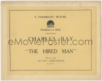 7r0711 HIRED MAN TC 1917 Charles Ray, Thomas H. Ince, a true title card, ultra rare!