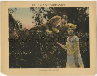 7r1151 HIS MAJESTY THE AMERICAN LC 1919 Douglas Fairbanks on wall smiling at pretty Marjorie Daw!