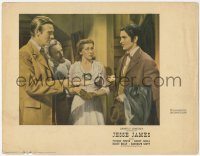 7r1188 JESSE JAMES photolobby 1939 Randolph Scott offers a biscuit to outlaw Tyrone Power!