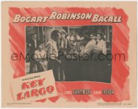 7r1202 KEY LARGO LC #7 1948 Lauren Bacall & most of cast watch Gomez hold gun on Humphrey Bogart!