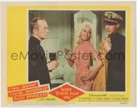 7r1213 KISS THEM FOR ME LC #8 1957 sexy Jayne Mansfield between uniformed Cary Grant & Ray Walston!