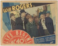 7r1236 LIFE BEGINS AT 40 LC 1935 newspaper editor Will Rogers with a group of curious men!