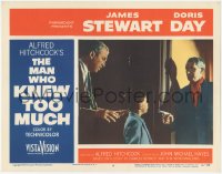 7r1267 MAN WHO KNEW TOO MUCH LC #8 1956 Alfred Hitchcock, Jimmy Stewart & Olsen w/armed Bernard Miles