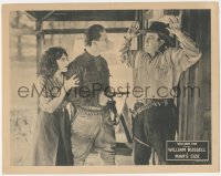 7r1268 MAN'S SIZE LC 1923 scared Alma Bennett behind William Russell holding bad guy at gunpoint!