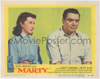 7r1271 MARTY LC #3 1955 best close up of Betsy Blair staring at worried Ernest Borgnine!