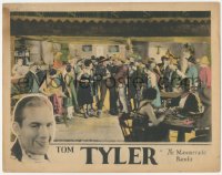 7r1273 MASQUERADE BANDIT LC 1926 huge crowd watches tough cowboy Tom Tyler in barroom brawl!