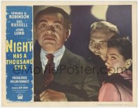 7r1306 NIGHT HAS A THOUSAND EYES LC #5 1948 best noir portrait of Edward G. Robinson, Russell & Lund!